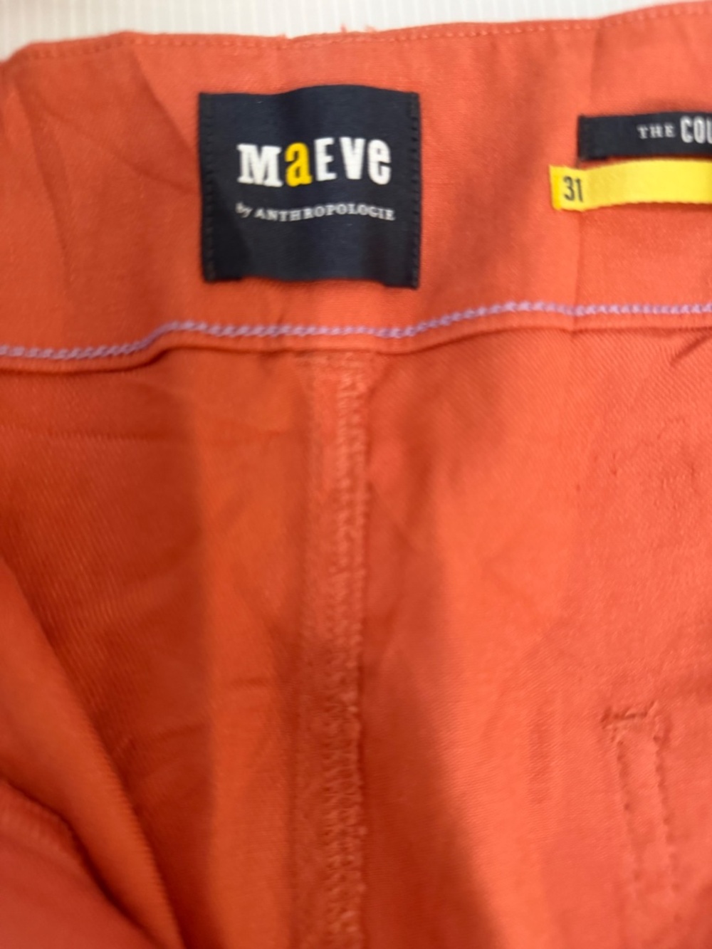 Anthropologie Maeve The Colette Crop Wide Leg Linen Blend Pants Orange Size 31 - Picture 3 of 12